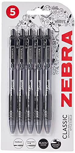 Zebra 2438 Z-Grip Smooth Druckkugelschreiber - Schwarz (Packung mit 5) (Verpackung kann variieren) von ZEBRA