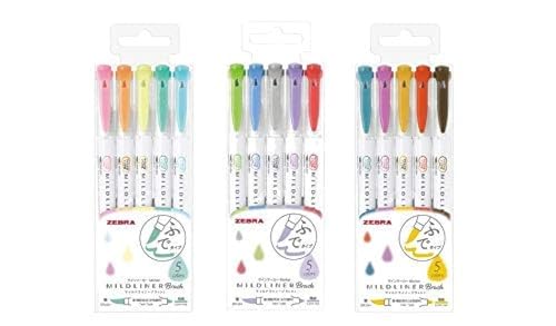 Zebra Mildliner Pinselstift-Set, 15 Pastellfarben von ZEBRA