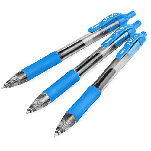 Zebra Sarasa Gel-Tintenroller, einziehbar, 0,7 mm, Hellblau, 3 Stück von ZEBRA