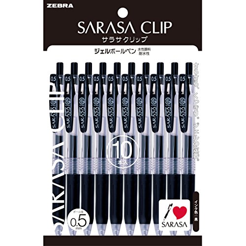 Zebra Sarasa P-JJ15-BK10 Clip Gel-Kugelschreiber, 0,5, schwarz, 10 Stück Zebra Sarasa P-JJ15-BK10 Clip Gel-Kugelschreiber, 0,5, schwarz, 10 Stück von Zebra Pen
