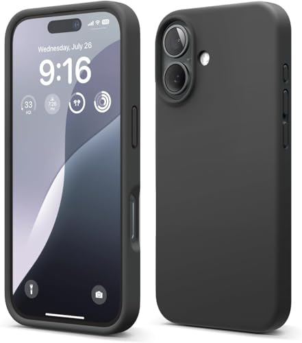ZECANJGV Schutzhülle aus Flüssigsilikon, kompatibel mit iPhone 16, Rundumschutz, stoßfest, dünn, Innenfutter aus Mikrofaser, kratzfest (schwarz) von ZECANJGV