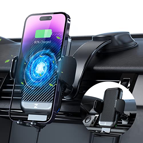[2021 VERSION] ZeeHoo 15W Fast Wireless Car Charger,Auto-Clamping Car Mount&Built-in Cooling Fan,Windshield Dash Air Vent Phone Holder Compatible For iPhone 12/Mini/11/Pro Max/XS/XR/X/8,Samsung S10/S9 von ZEEHOO