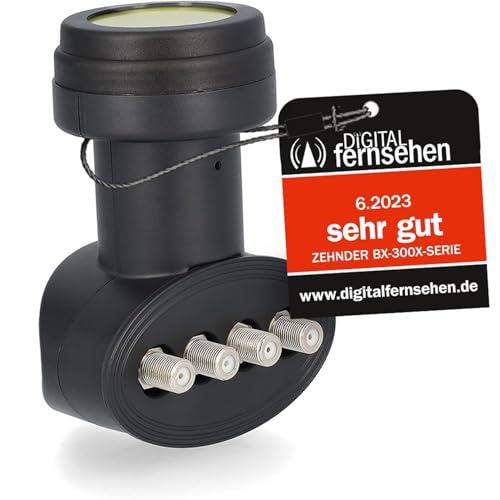 [ Test 2X SEHR GUT *] ZEHNDER Quad LNB, LTE Abschirmung, Sun Protect UV Schutz, Digital 4Fach 4K LNB für 4 Teilnehmer, für Fernseher Sat Receiver, HD LNC für Satellitenschüssel Satelliten Schüssel von ZEHNDER