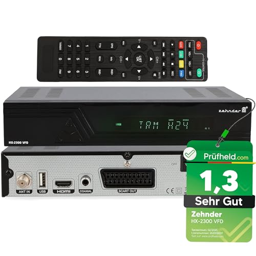 [ Test SEHR GUT, Note 1.3 *] Zehnder HX 2300 VFD Sat Receiver mit Aufnahmefunktion, HD fähig, Full HD, Digital Sat-Receiver für Satellitenschüssel Satelliten Satellit TV Fernseher, HD-Receiver von ZEHNDER