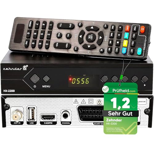 [ Test SEHR GUT, Note 1.2 *] Zehnder HX 2200 Sat Receiver mit Aufnahmefunktion, HD fähig, Full HD, Digital Sat-Receiver für Satellitenschüssel Satelliten Satellit TV Fernseher, HD-Receiver, HDMI von ZEHNDER
