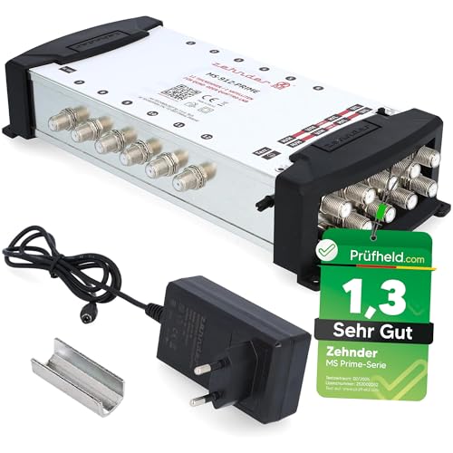 [ Test SEHR GUT *] ZEHNDER 9/12 Multischalter für Quattro & Quad LNB, Multiswitch für 2 Satelliten & 12 Teilnehmer (TV, Sat Receiver), 4K Digital Matrix Sat Verteiler, Schüssel Spiegel Antenne von ZEHNDER
