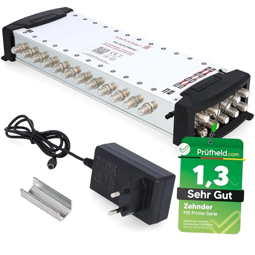 [ Test SEHR GUT *] ZEHNDER 9/24 Multischalter für Quattro & Quad LNB, Multiswitch für 2 Satelliten & 24 Teilnehmer (TV, Sat Receiver), 4K Digital Matrix Sat Verteiler, Schüssel Spiegel Antenne von ZEHNDER