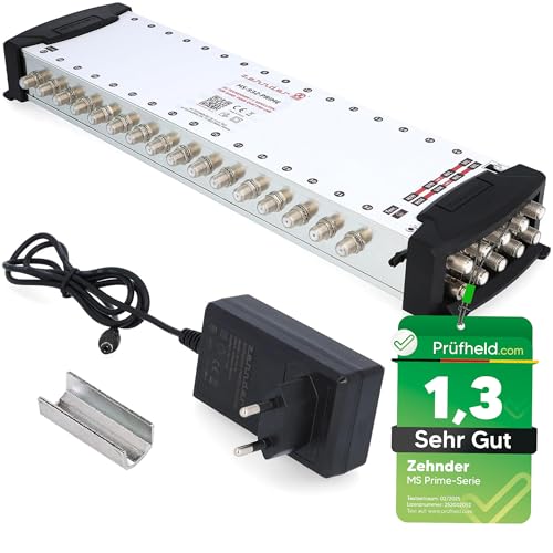 [ Test SEHR GUT *] ZEHNDER 9/32 Multischalter für Quattro & Quad LNB, Multiswitch für 2 Satelliten & 32 Teilnehmer (TV, Sat Receiver), 4K Digital Matrix Sat Verteiler, Schüssel Spiegel Antenne von ZEHNDER
