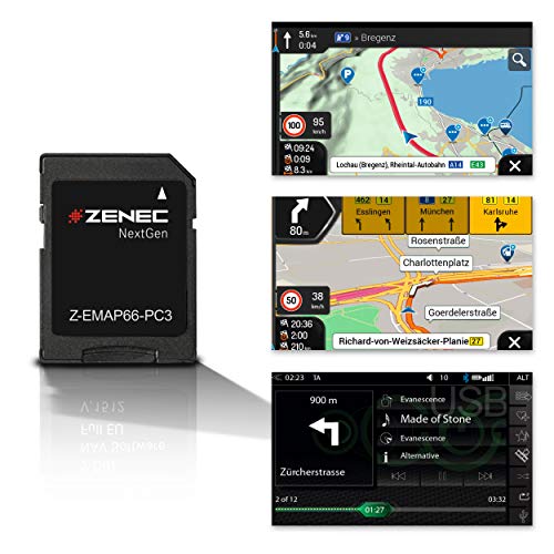 ZENEC Z-EMAP66-PC3: Micro SD-Karte mit PKW Navigation für ZENEC Autoradio/Multimediasystem Z-N966 und Z-N965, 3-D Karten für Europa, TMC, TPEG von ZENEC