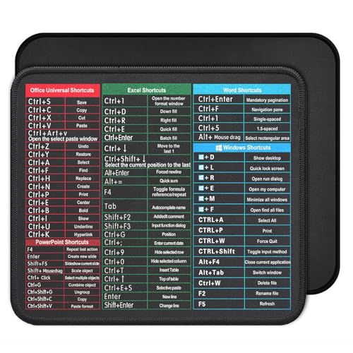 Mauspad mit Windows Tastenkombinationen 26 x 21 cm Gaming Mousepad mit Wasserdicht und Rutschfester Gummi Tastenkürzel Übersicht Shortcuts Tragbar für Arbeit, Studium, Laptop, Computer (C) von ZENGSING