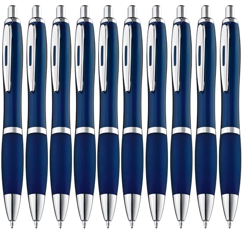 ZENSCRIBE® Ergonomische Kugelschreiber 10 Stück, Premium Kugelschreiber Set Hochwertig, Rutschfester Kulli für einfaches & weiches Schreiben, Blauschreibender Kugelschreiber Blau von ZENSCRIBE