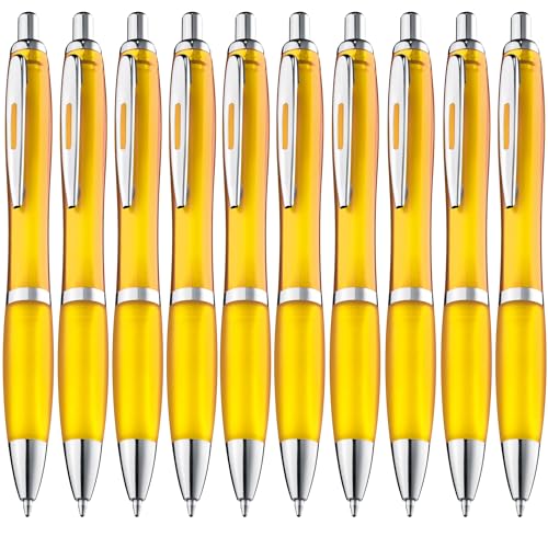 ZENSCRIBE® Ergonomische Kugelschreiber 10 Stück, Premium Kugelschreiber Set Hochwertig, Rutschfester Kulli für einfaches & weiches Schreiben, Blauschreibender Kugelschreiber Gelb von ZENSCRIBE
