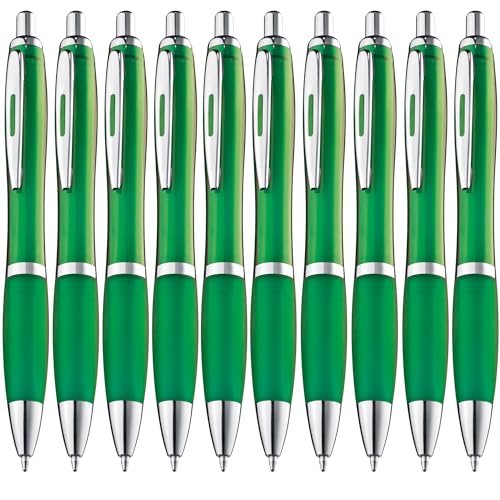 ZENSCRIBE® Ergonomische Kugelschreiber 10 Stück, Premium Kugelschreiber Set Hochwertig, Rutschfester Kulli für einfaches & weiches Schreiben, Blauschreibender Kugelschreiber Grün von ZENSCRIBE