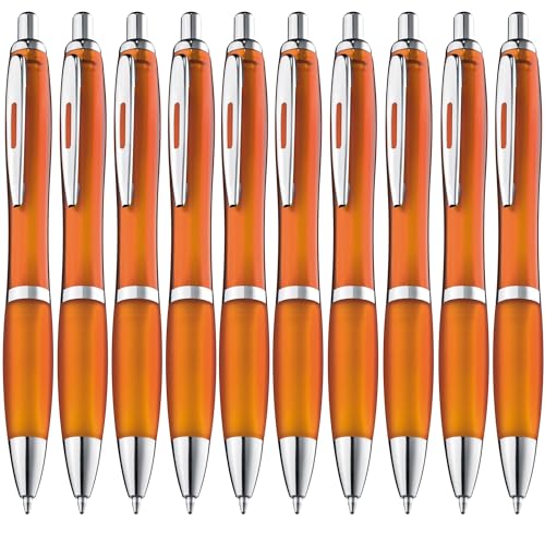 ZENSCRIBE® Ergonomische Kugelschreiber 10 Stück, Premium Kugelschreiber Set Hochwertig, Rutschfester Kulli für einfaches & weiches Schreiben, Blauschreibender Kugelschreiber Orange von ZENSCRIBE