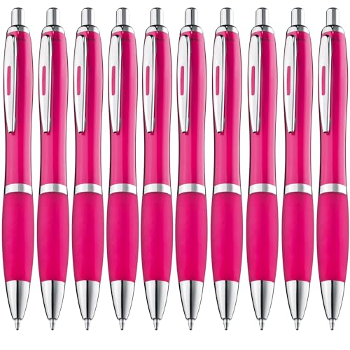 ZENSCRIBE® Ergonomische Kugelschreiber 100 Stück, Premium Kugelschreiber Set Hochwertig, Rutschfester Kulli für einfaches & weiches Schreiben, Blauschreibender Kugelschreiber Pink von ZENSCRIBE