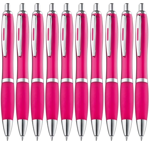 ZENSCRIBE® Ergonomische Kugelschreiber 50 Stück, Premium Kugelschreiber Set Hochwertig, Rutschfester Kulli für einfaches & weiches Schreiben, Blauschreibender Kugelschreiber Pink von ZENSCRIBE