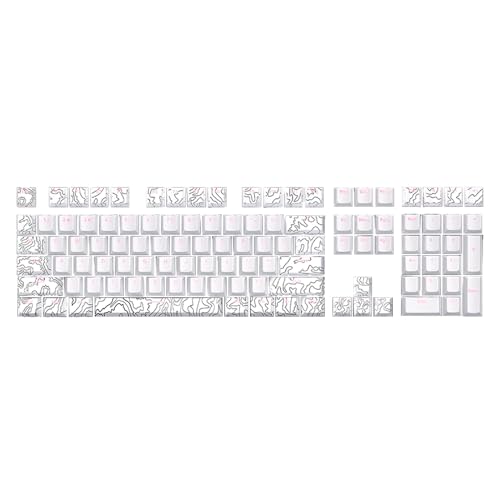 108 Tasten, Farbsublimationstastenkappen, Linie, weißer Frontdruck, Hintergrundbeleuchtung, leuchtet durch Tastenkappen für Tastatur 108 Tasten, Farbsublimationstastenkappen, Linie, weißer Frontdruck, Hintergrundbeleuchtung, leuchtet durch Tastenkappen für Tastatur von ZEPFJHE
