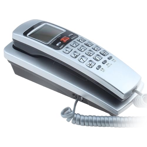 Kabelgebundener Telefontisch und Wandhalterung mit Anruferanzeige, Wahlwiederholung und Abfragefunktionen für Büro und Zuhause von ZEPFJHE