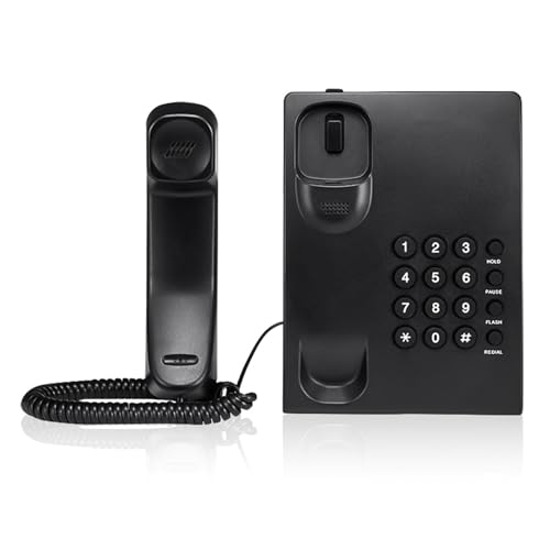 Klassisches schnurgebundenes Festnetztelefon mit letzter Nummer, Wahlwiederholungsfunktion, klarer Klang für Büro/Zuhause (schwarz) von ZEPFJHE