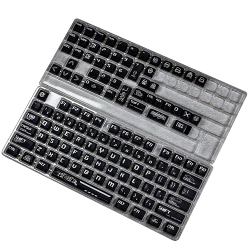 Tastenkappen-Set mit 122 Tasten, Sublimationsdruck, Schwarz, Chevalier-Muster, Tastenkappen für mechanische Tastaturen mit Hintergrundbeleuchtung Tastenkappen-Set mit 122 Tasten, Sublimationsdruck, Schwarz, Chevalier-Muster, Tastenkappen für mechanische Tastaturen mit Hintergrundbeleuchtung von ZEPFJHE