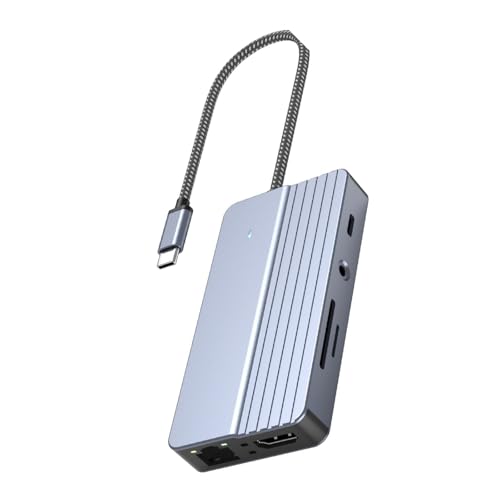 USB C auf HDTV Adapter, 4K Ethernet, USB 3.0, 3,5 mm Port, Kartenleser, 10-in-1 Dockingstationen, PD100W Ladeanschluss USB C auf HDTV Adapter, 4K Ethernet, USB 3.0, 3,5 mm Port, Kartenleser, 10-in-1 Dockingstationen, PD100W Ladeanschluss von ZEPFJHE