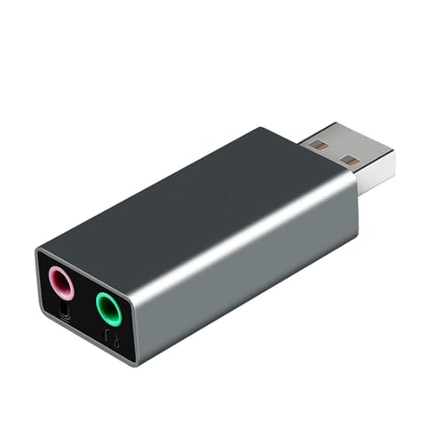 USB-Soundkarte mit Kopfhörer- und Mikrofon-Adapter, einfach zu transportieren, Audio-Konverter, Metallgehäuse USB-Soundkarte mit Kopfhörer- und Mikrofon-Adapter, einfach zu transportieren, Audio-Konverter, Metallgehäuse von ZEPFJHE