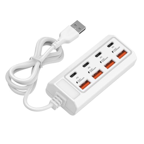 ZEPFJHE USB-Ladeadapter mit 8 Anschlüssen, 25 W, schnelles Aufladen, Handyverlängerung, Steckdosenadapter, 4 Typ-C+4 USB-Anschlüsse für Handy-Wand-Ladeadapter ZEPFJHE USB-Ladeadapter mit 8 Anschlüssen, 25 W, schnelles Aufladen, Handyverlängerung, Steckdosenadapter, 4 Typ-C+4 USB-Anschlüsse für Handy-Wand-Ladeadapter von ZEPFJHE