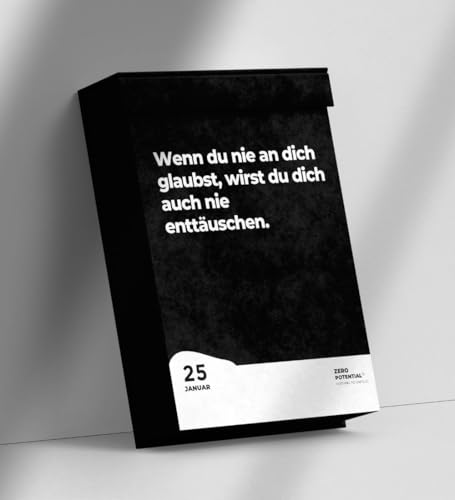 Demotivierender Abreißkalender 365 Tage - Jeden Tag Demotivation, Geschenk für Kollegen, Büro Deko (Schwarz-Abreißkalender, A6) von ZERO POTENTIAL