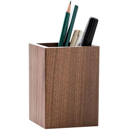 ZESLIV Holz Stifteköcher, Quadrat Stiftehalter, Schreibtisch Organizer aus Schwarzes Walnussholz, Stiftehalter Handarbeit für Schreibware, Make Up Pinsel, Schreibtische, Büros von ZESLIV
