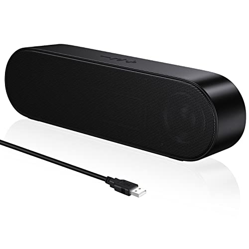 ZETIY PC Lautsprecher, USB Portable Computer Lautsprecher Mini Soundbar mit 3D Surround Stereo für Notebook, PC, Laptop, Desktop - Plug and Play （Black） von ZETIY