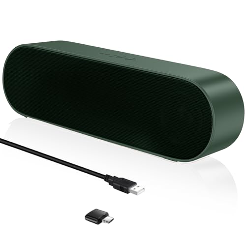 ZETIY PC Lautsprecher, USB Portable Computer Lautsprecher Mini Soundbar mit 3D Surround Stereo für Notebook, PC, Laptop, Desktop - Plug and Play （Green） von ZETIY