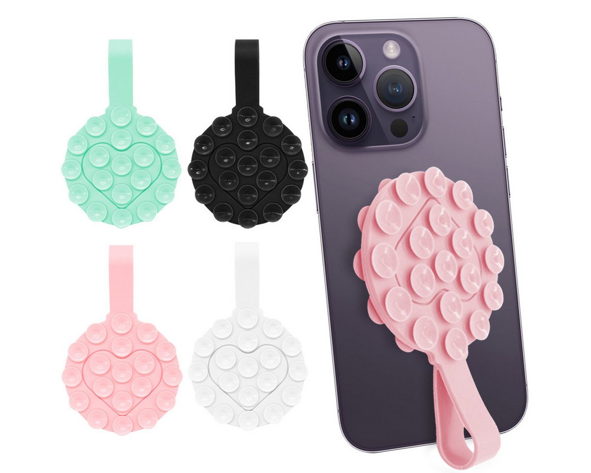 ZEUOPQ 4-St Saugnapf Halterung herzförmig zweiseitig Handy-Halterung Handy-Halterung, (4-tlg) von ZEUOPQ