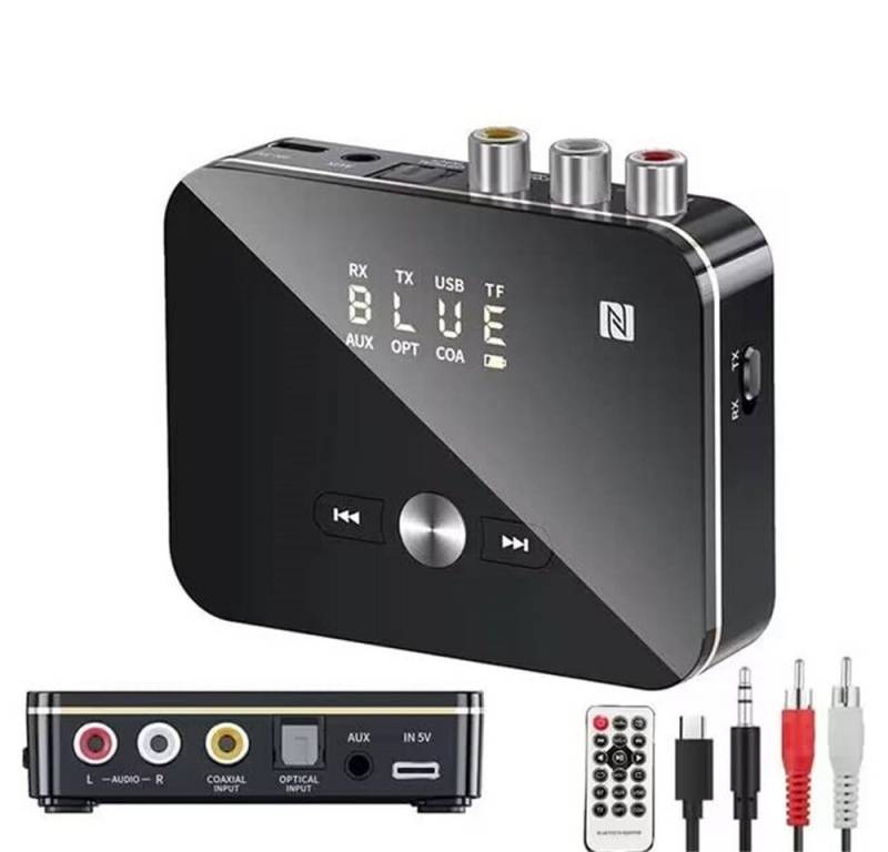 ZEUOPQ 5.0 Bluetooth Audio Adapter-2 in 1 Bluetooth Transmitter Empfänger Adapter, 8-12 Stunden Laufzeit, gleichzeitiges Laden und Streamen von ZEUOPQ