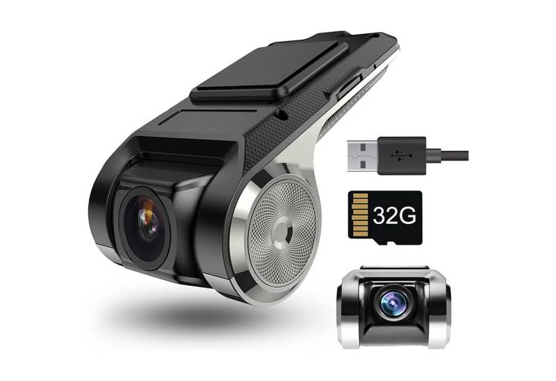 RWEUOQ HD DashCam mit 32GB SD Karte, USB DVR Dashcam für Android Dashcam (HD, 3 Megapixel kameras mit Nachtsicht, Wasserdichte Auto Rekorder, G-Sensor, 170° Weitwinkel Dashcam, Parküberwachung, Loop-Aufnahme und Bewegungserkennung) von RWEUOQ