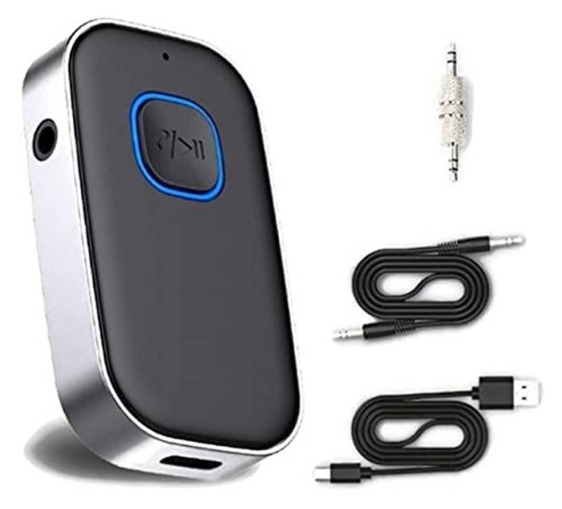 RWEUOQ Auto Bluetooth 5.0 AUX-Adapter, Freisprechen, Geräuschreduzierung Bluetooth-Adapter, Duale Verbindung, 16 Stunden Akkulaufzeit, Freisprechen, Schnellladung von RWEUOQ