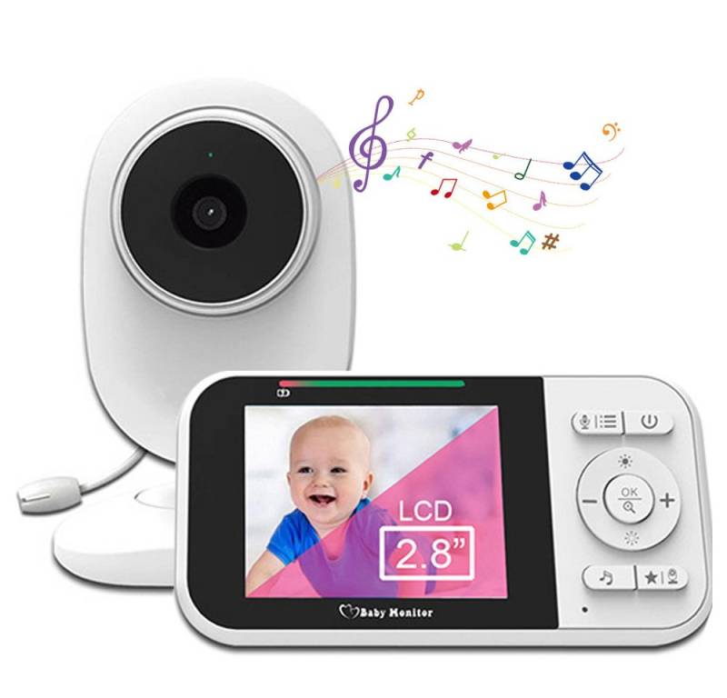 ZEUOPQ Babyphone 2,8 Zoll Überwachungskamera Video-Babyphone mit Kamera, 2-tlg., Schlaflieder, Bis zu 300M,2-Wege-Audio, kein WiFi, 2,4 GHz Gegensprechanlage mit VOX-Modus, Nachtsicht von ZEUOPQ