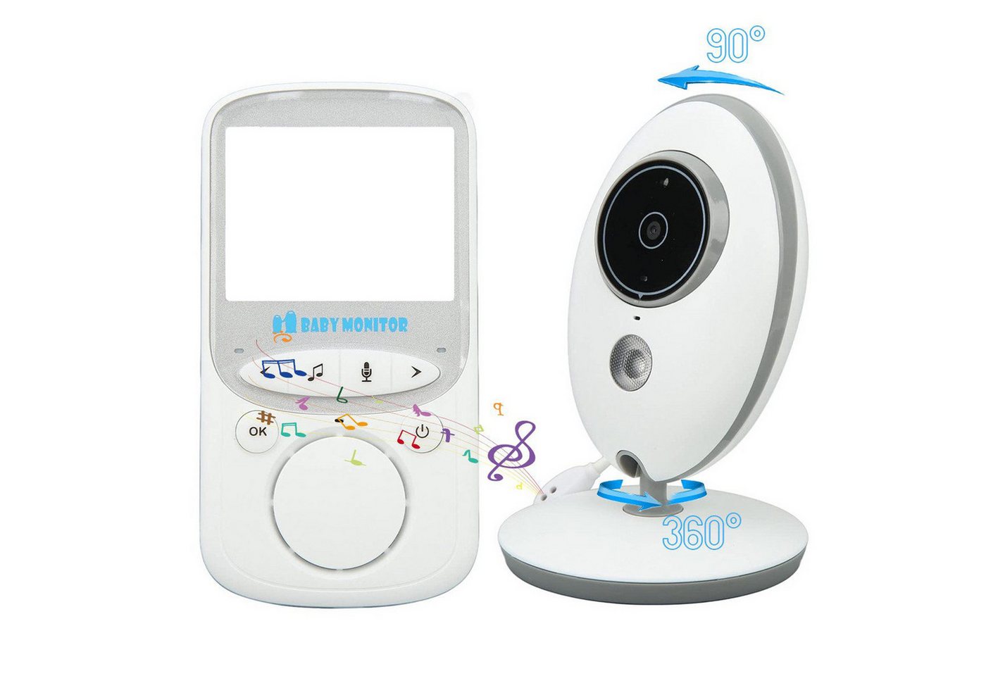 ZEUOPQ Babyphone 2.4"LCD,Nachtsicht,Temperaturanzeige,Schlaflieder, Gegensprechfunktion, Temperaturanzeige, Schlaflieder, Zwei-Wege-Audio, 1-tlg., Eingebaute 3 Minuten Akkordmusik, Extra Großer LCD-Bildschirm, Infrarot-Nachtsicht ZEUOPQ Babyphone 2.4"LCD,Nachtsicht,Temperaturanzeige,Schlaflieder, Gegensprechfunktion, Temperaturanzeige, Schlaflieder, Zwei-Wege-Audio, 1-tlg., Eingebaute 3 Minuten Akkordmusik, Extra Großer LCD-Bildschirm, Infrarot-Nachtsicht von ZEUOPQ