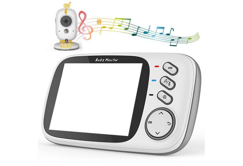ZEUOPQ Babyphone Babyphone Babymonitor mit Zwei-Wege-Audio,Nachtmodus&Temperaturanzeige, Gegensprechfunktion,Extra Großer LCD-Bildschirm, 1-tlg., Temperaturanzeige,Schlaflieder,Zwei-Wege-Audio,mit Kamera, 3.2 Zoll Video-Babyphone Wireless,Infrarot-Nachtsicht von ZEUOPQ