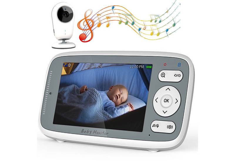 ZEUOPQ Babyphone Babyphone mit Kamera Drahtlos Wlan Überwachungskamera Europäische Norm, 4-Zoll-HD-LCD, mit Zwei-Wege-Kommunikation, Schlafliedern, Infrarot-Nachtsicht, Raumtemperaturüberwachung und zeitgesteuerte Fütterungserinnerungen, Geeignet für Familien mit älteren Menschen, Kindern und Haustieren von ZEUOPQ