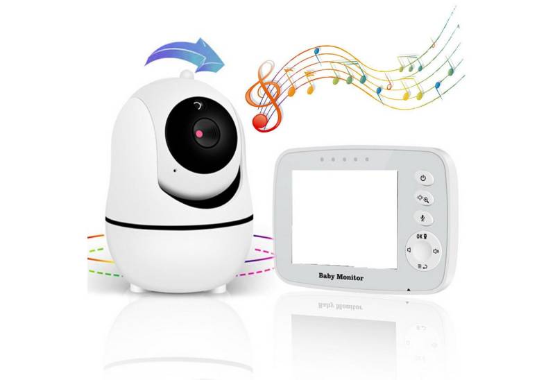 ZEUOPQ Babyphone Video-Babyphone 3.2"LCD Bildschirm Überwachungskamera Innen, Temperaturalarm, Drehbare Kamera, 1-tlg., mit Gegensprechfunktion, Nachtsicht, Zwei-Wege-Audio von ZEUOPQ