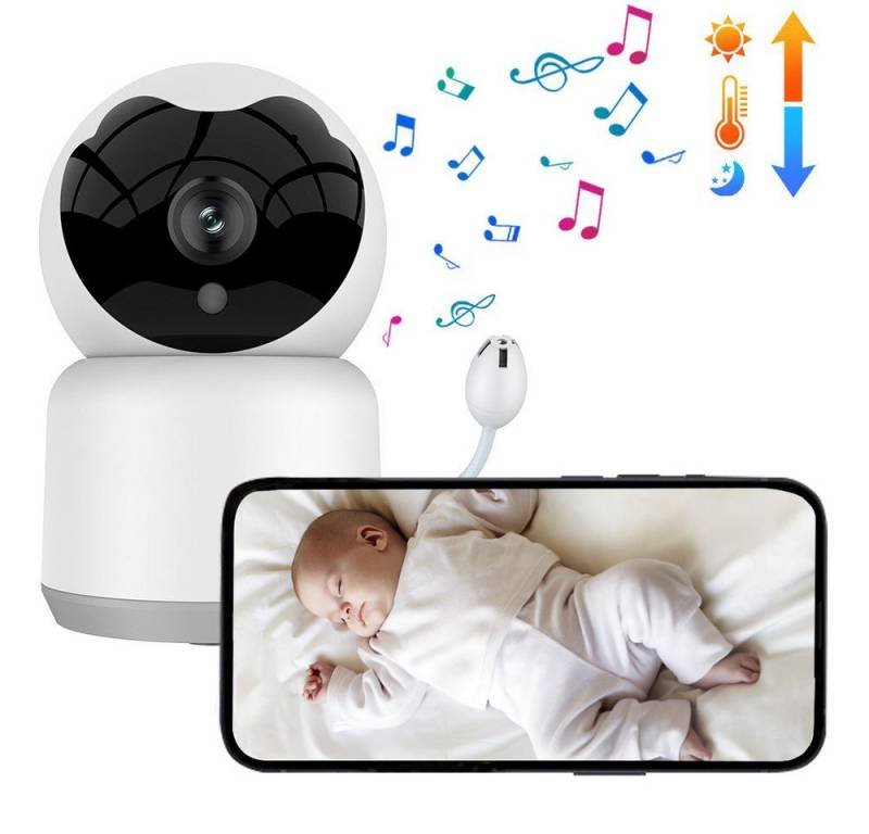 ZEUOPQ Babyphone babyphone mit kamera wlan ueberwachungskamera bewegungserkennung, Unterstützt Zwei-Wege-Interkom, Schrei-Erkennung, Temperatur- und Luftfeuchtigkeitsanzeige, zeitgesteuerte Fütterungsfunktion, Alarmfunktion ausgestattet, integrierte Schlaflieder, Geeignet für Familien mit älteren Menschen, Kindern und Haustieren von ZEUOPQ