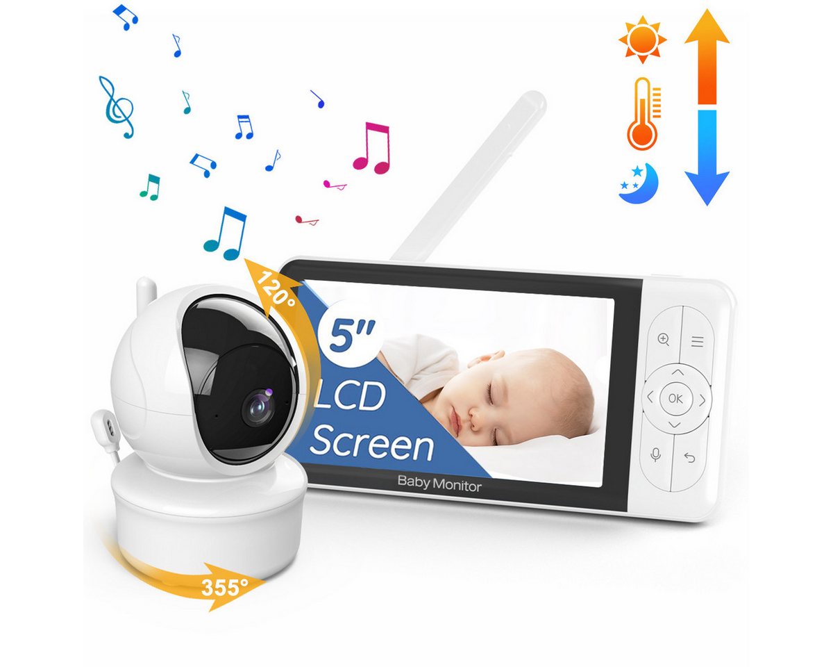 ZEUOPQ Babyphone Video-Babyphone Babyphone mit Kamera Video Baby Monitor Europanorm, mit 5-Zoll-HD-Anzeige,mit intelligenter Geräusch-, Bewegungs- und Schreierkennung,Zwei-Wege-Gegensprechfunktion, Fütterungserinnerung und Schlaflied-Funktion usw. ZEUOPQ Babyphone Video-Babyphone Babyphone mit Kamera Video Baby Monitor Europanorm, mit 5-Zoll-HD-Anzeige,mit intelligenter Geräusch-, Bewegungs- und Schreierkennung,Zwei-Wege-Gegensprechfunktion, Fütterungserinnerung und Schlaflied-Funktion usw. von ZEUOPQ