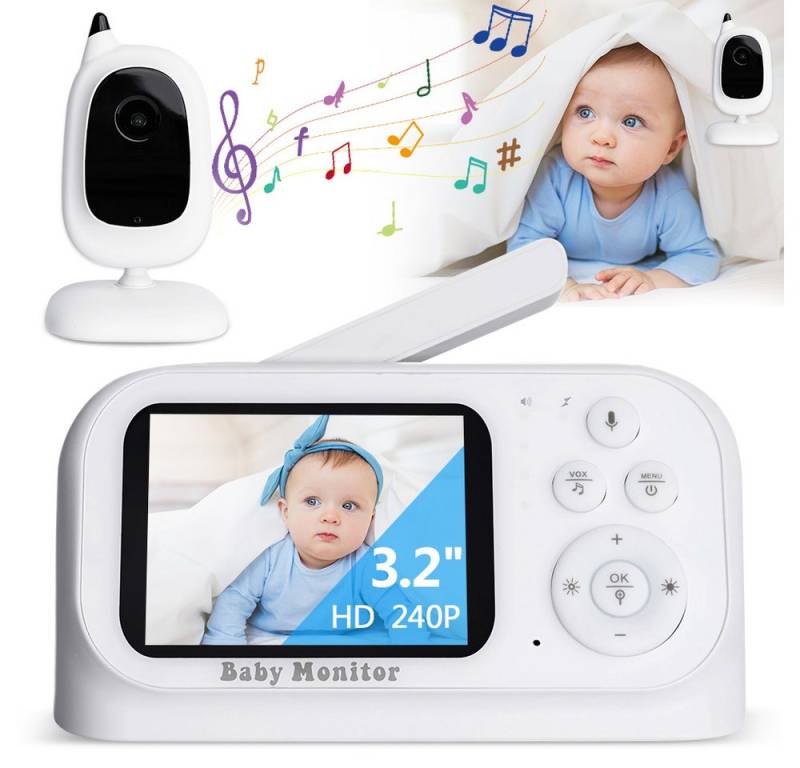 ZEUOPQ Babyphone Video-Babyphone digital Smart hochauflösende Nachtsicht Alert kabellos, 1 x Monitor + 1 x Kamera + 2 x Netzteil + 1 x Benutzerhandbuch, Zweiwege-Audio, Nachtsicht, Digitalzoom, VOX-Modus, Innentemperatur von ZEUOPQ