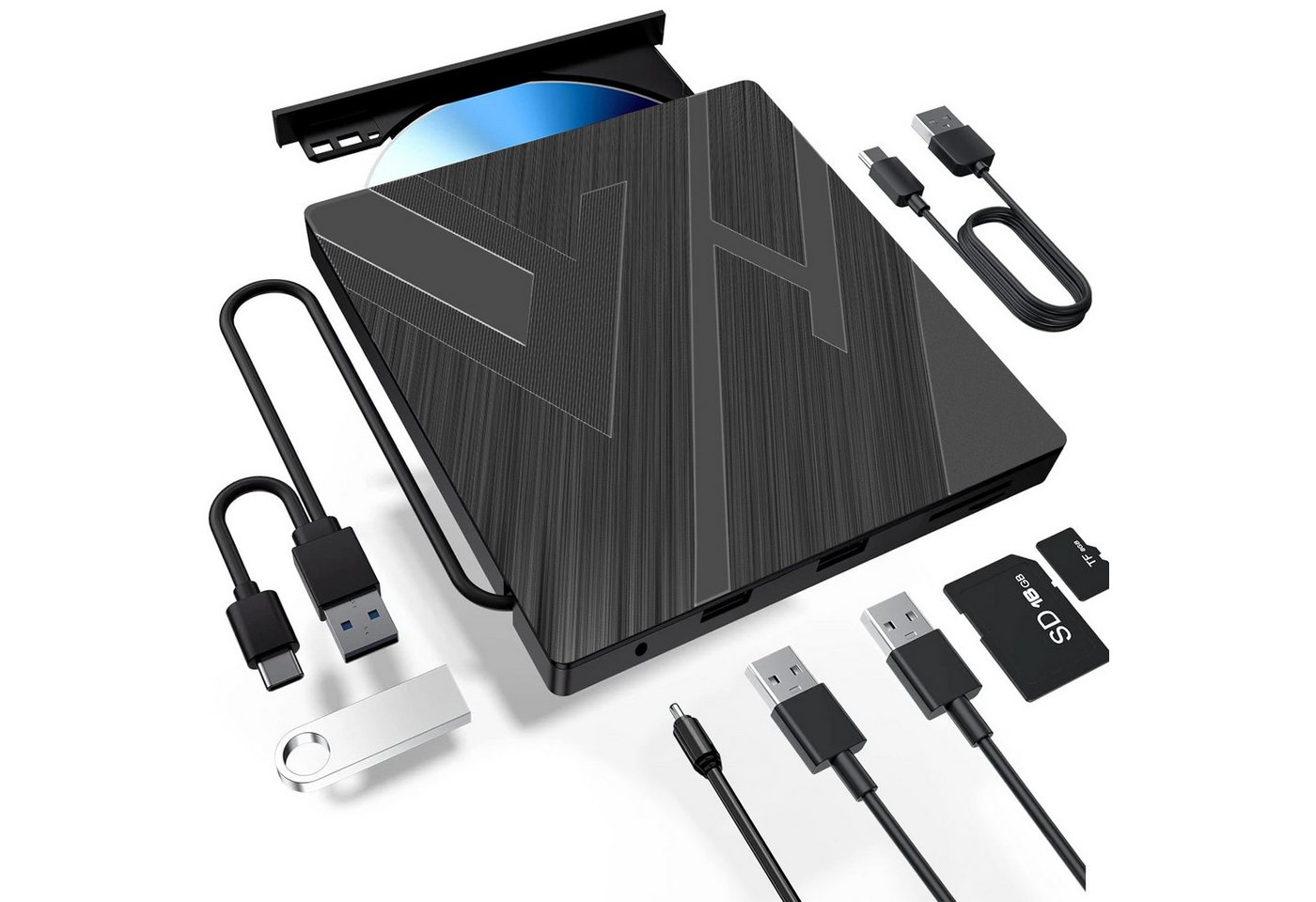 ZEUOPQ Externes CD-DVD-Laufwerk mit USB 3.0 und Typ-C-DVD-Brenner CD-Brenner DVD-Brenner (Hohe Lese-/Schreibgeschwindigkeit, 5i n 1breite Kompatibilität) von ZEUOPQ