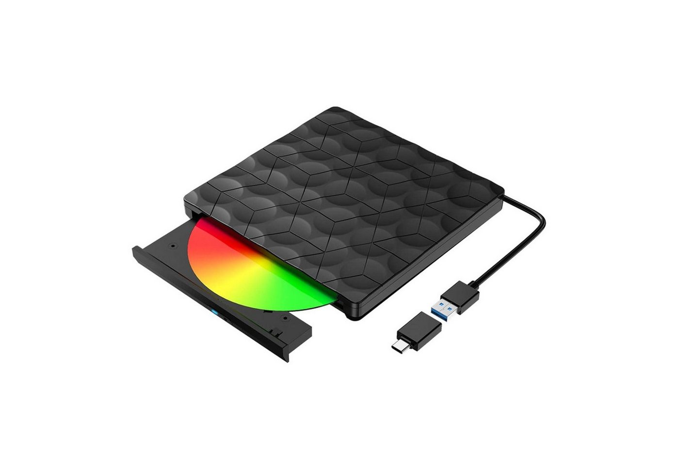 ZEUOPQ Externes optisches USB 2.0-Laufwerk, tragbarer Slim RW-Brenner DVD-Brenner (mit Type-C-Kabel, schlankes externes CD-DVD-ROM-Laufwerk DVD-Brenner) von ZEUOPQ