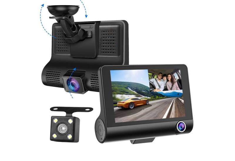 ZEUOPQ Fahrrekorder 4in Autofahrrekorder mit 170° Weitwinkel und 3 Objektiven Dashcam von ZEUOPQ