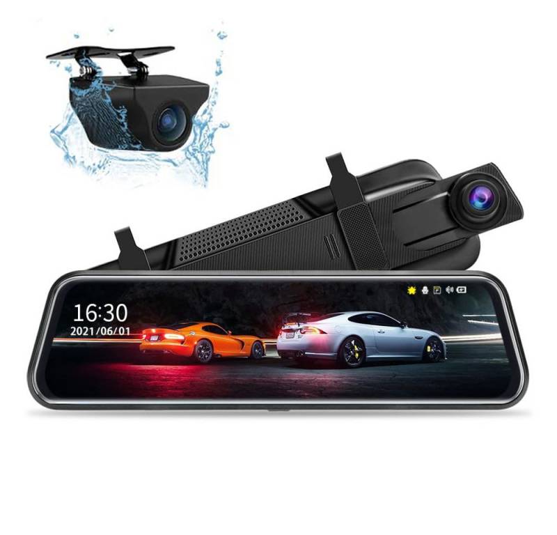ZEUOPQ Fahrrekorder Dashcam 10 Zoll mit 2-Kamera1080P mit 170° Weitwinkel Dashcam (Simultane Aufnahme, sichereres Parken, totwinkelreduziert) von ZEUOPQ