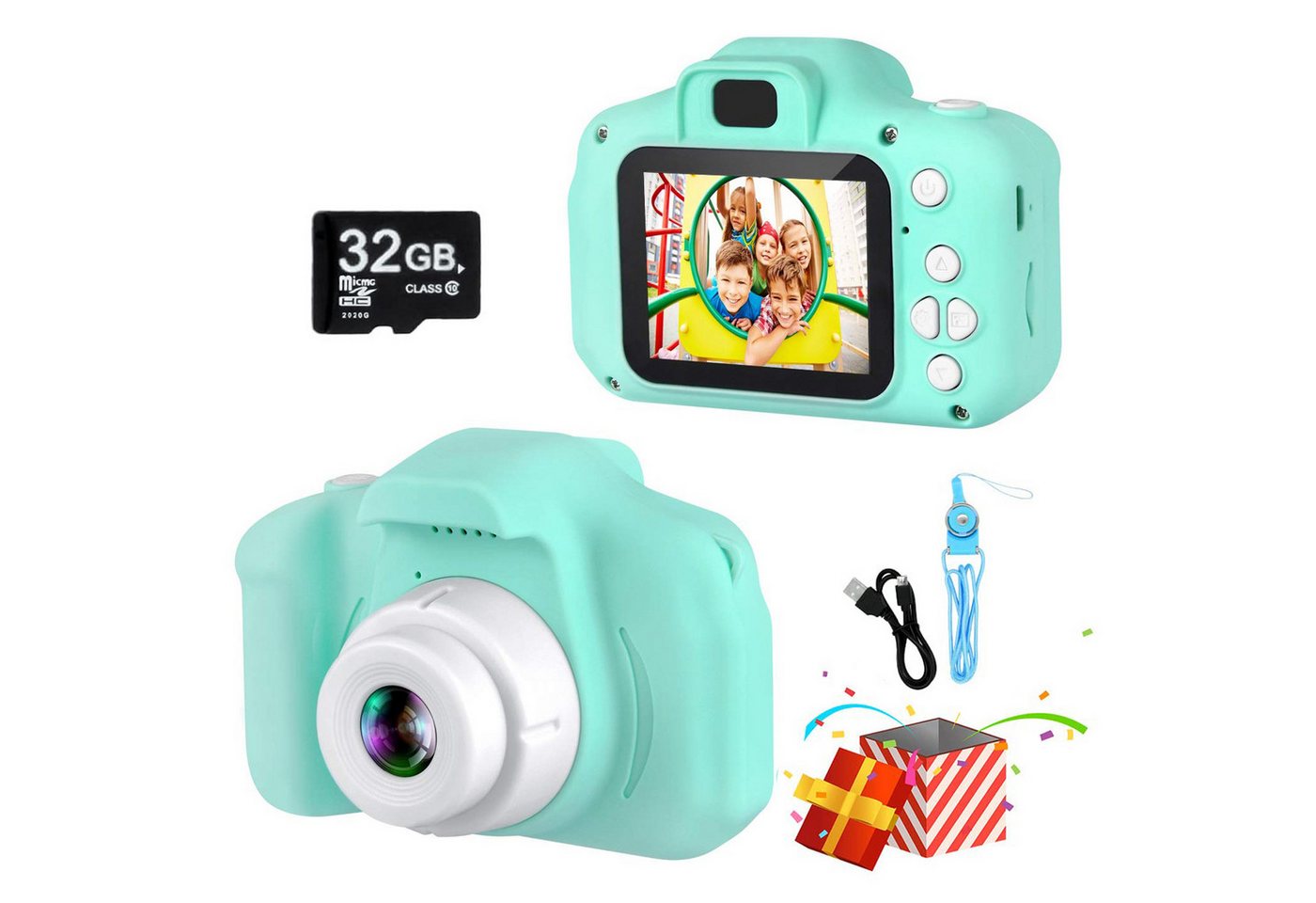 ZEUOPQ HD-Digitalvideokamera mit 32GB SD-Karte Spielzeug-Kamera Digitalkamera Kinderkamera (1080P Fotokamera, 13 MP, inkl. USB-Kabel *1, 32GB Micro-SD-Karte *1, Tragbares Umhängeband *1), 1080p-Videoqualität für Kinder und Jugendliche) von ZEUOPQ