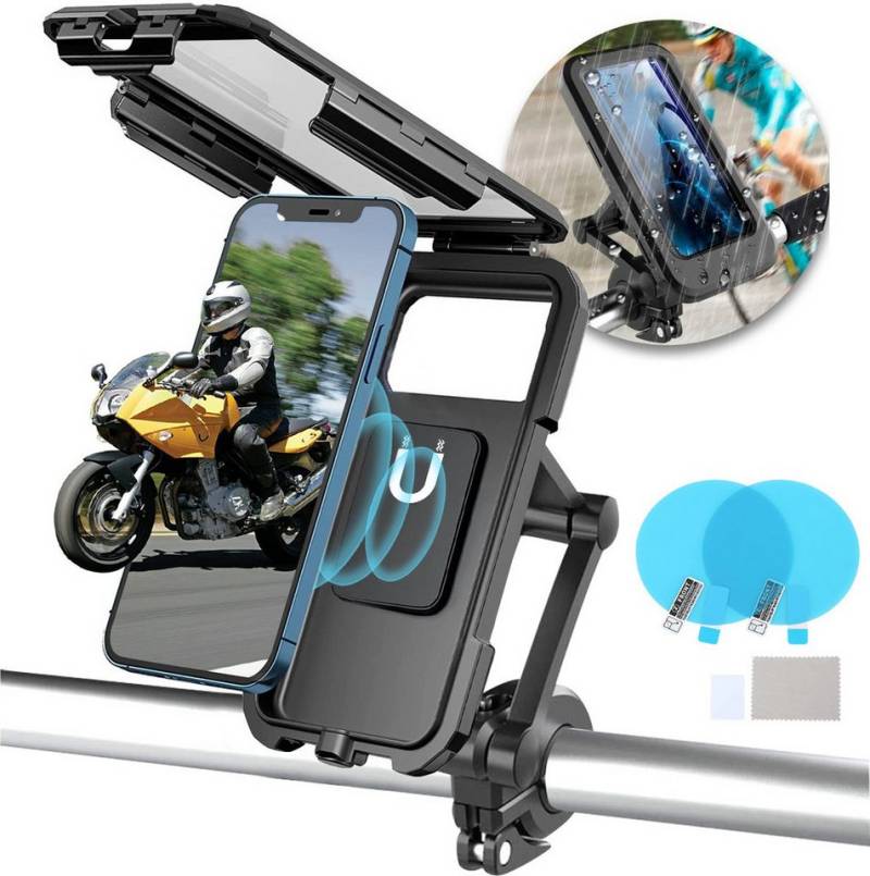 ZEUOPQ Handyhalter für Fahrrad Und Motorrad Smartphone Handyhalterung Handy-Halterung, (bis 6,50 Zoll, Wasserdicht mit Touchscreen, 1-tlg., Mit 2 Regenschutzfolien für Motorradspiegel (rund), für Samsung/Huawei/Apple etc. Smartphones) von ZEUOPQ