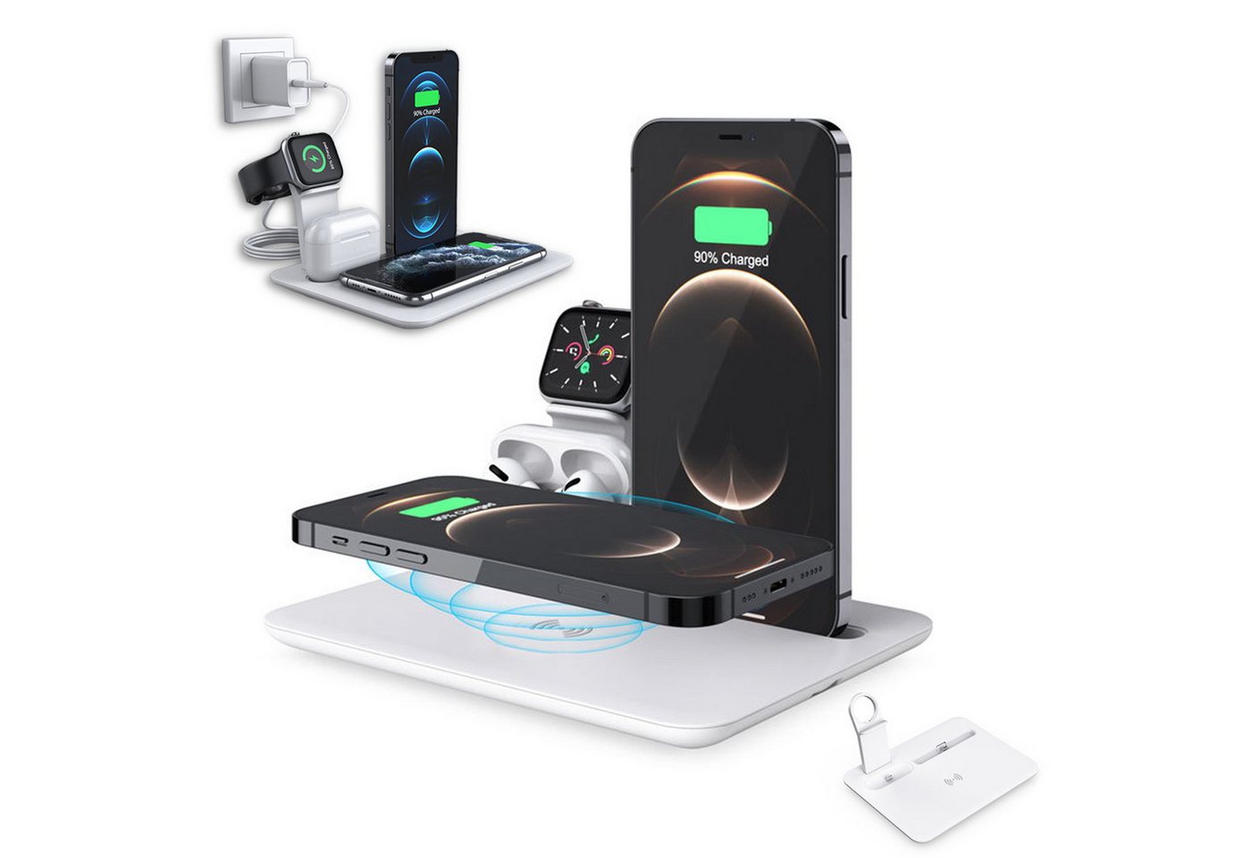 ZEUOPQ Induktive Ladestation weiß Multi-Funktions Wireless Charger Ladestation (1-tlg., Desktop-Ladestation, faltbar und tragbar: Kompaktes Design) von ZEUOPQ